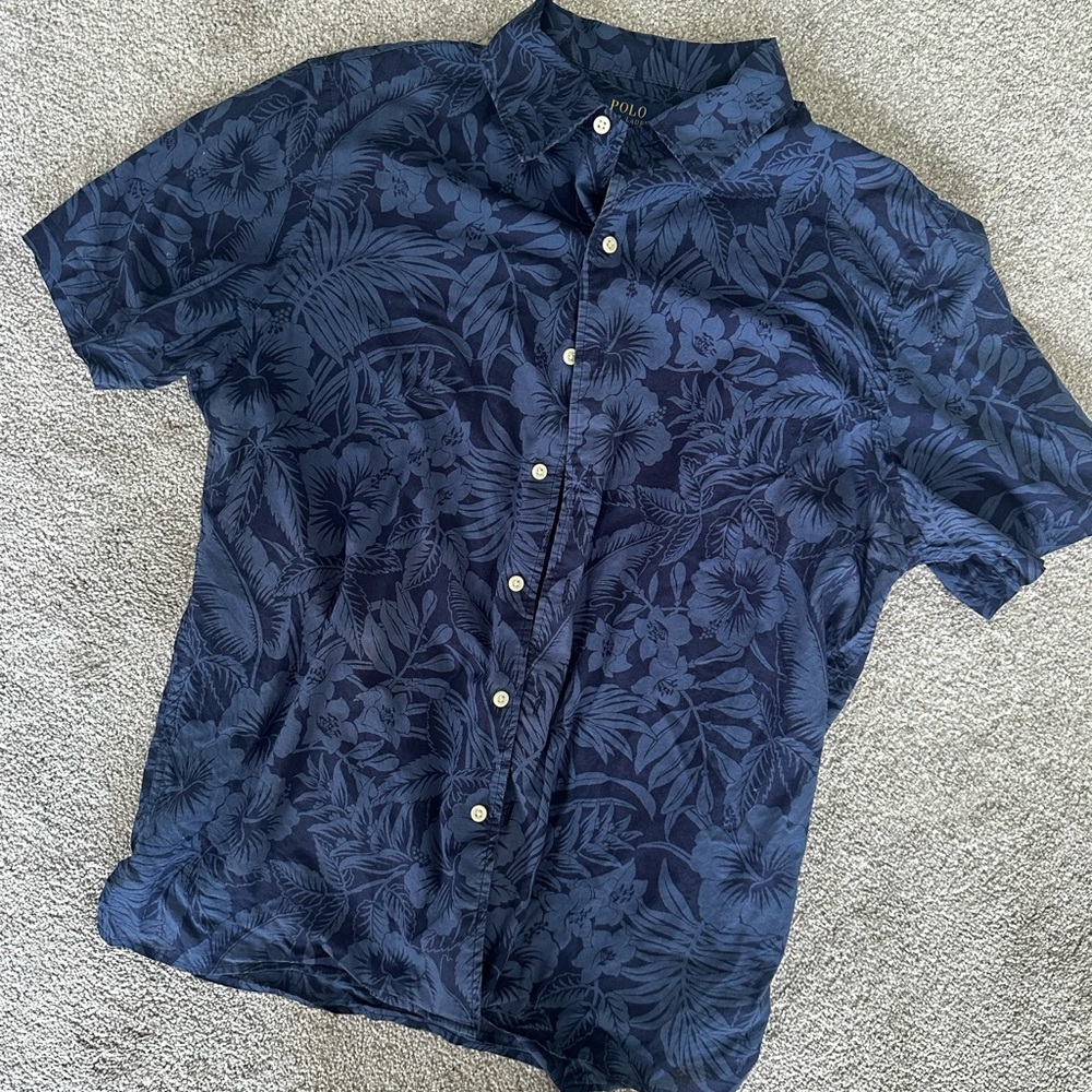 Ralph Lauren Men's Navy Floral Button-Down Shirt